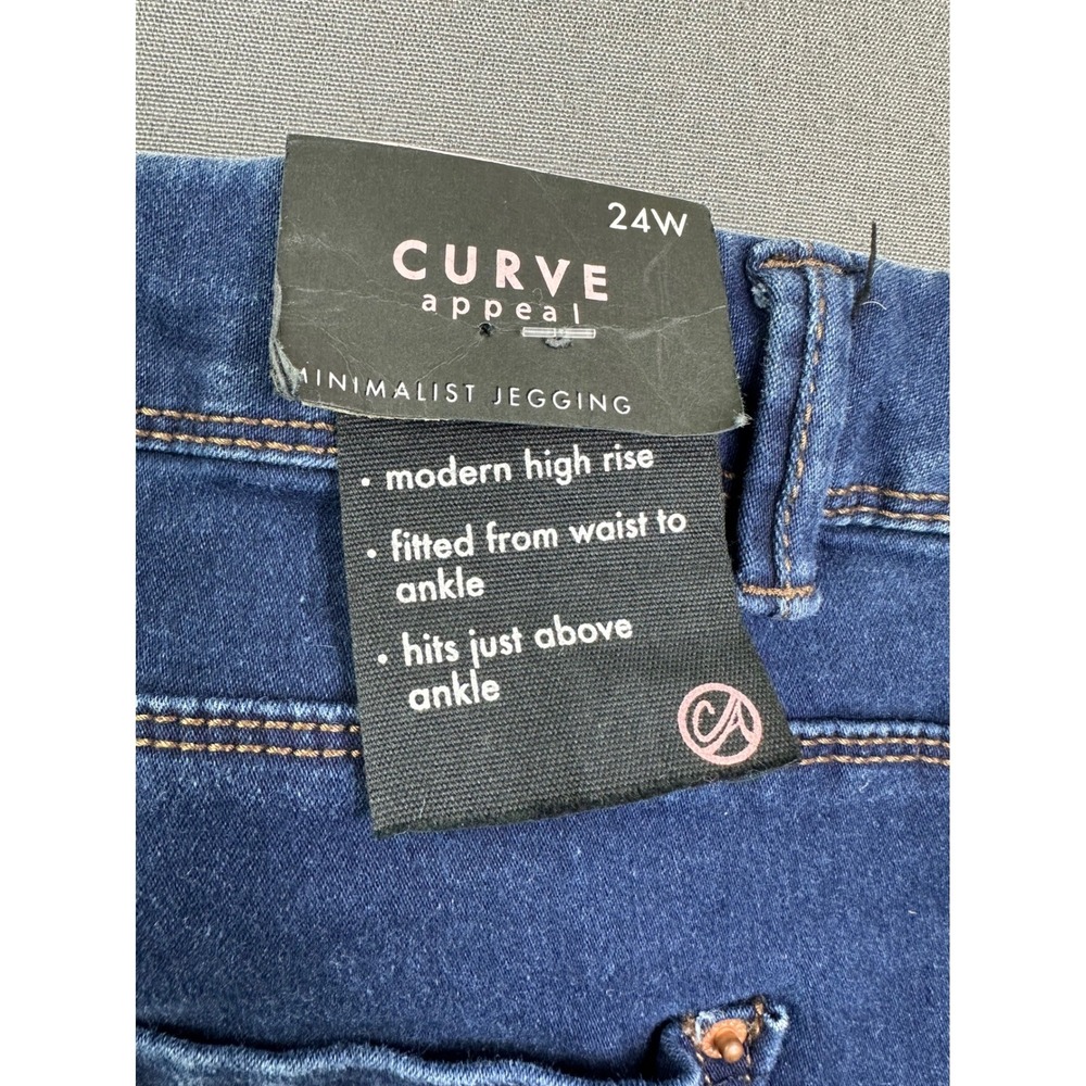 Curve Appeal Minimalist Jegging Modern High Rise Jeans Dark Wash Blue 24W NEW